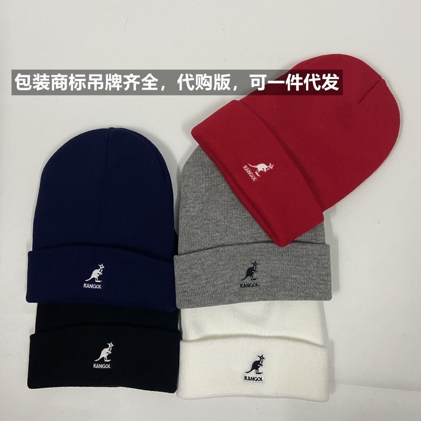 

Kangaroo Kangol Autumn Winter New Fine Thread Knitted Embroidery Cold Hat Soft Leisure Warm Brimless for Men and Women UB7S