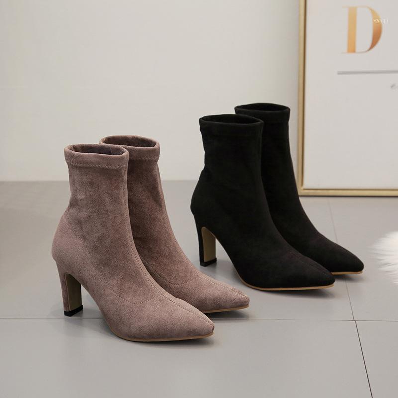 

Lady Boots Boots-Women Shoes Round Toe Luxury Designer High Heel 2020 Rock Rubber Low Mid Calf Fashion Mid-Calf Flock Rome1