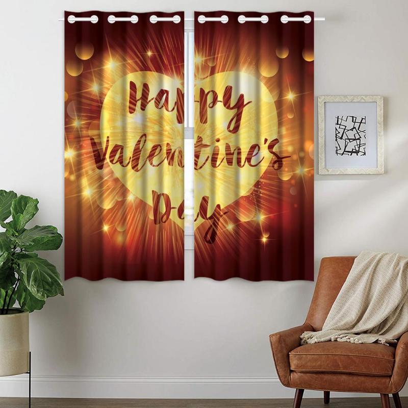 

Hommomh shading curtain two piece bedroom curtain top perforated shading darkening happy birthday love pattern, As pic