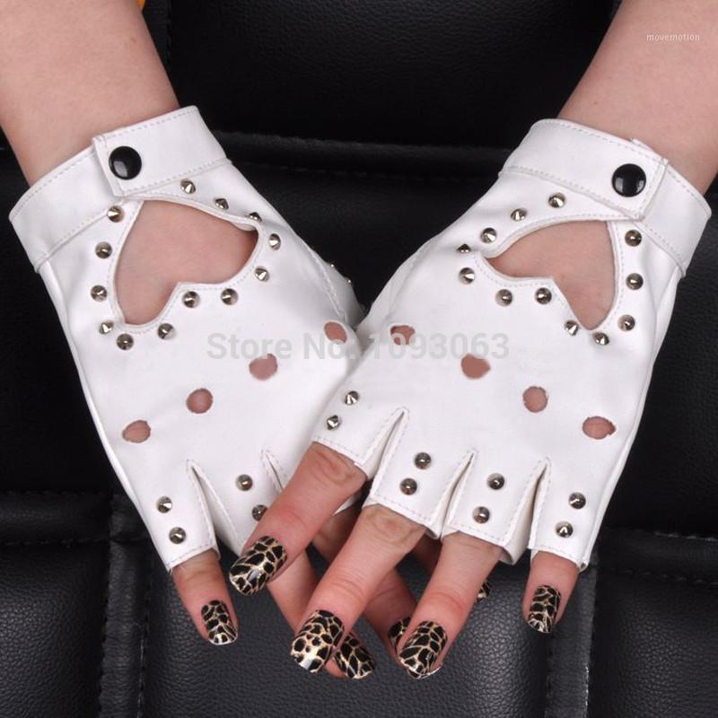

Wholesale- Pole Dancing Half-finger Gloves Women Lady Stud Spike Punk Rivets Mittens Performance Jazz Nightclub1