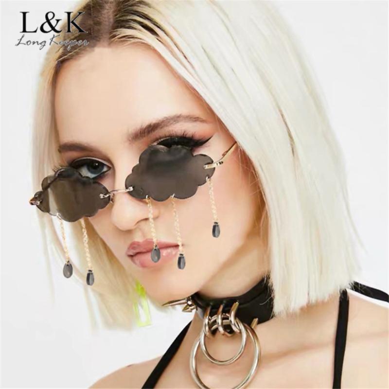 

Sunglasses 2021 Fashion Rimless Women Vintage Clouds Tassel Sun Glasses Men Frameless Punk Shades UV400 Oculos Feminino