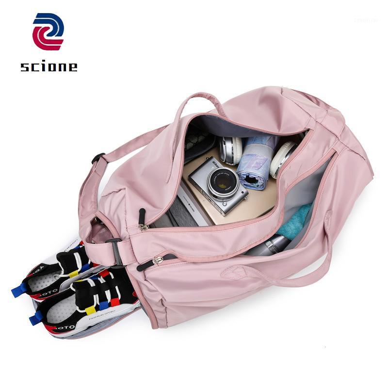 

Sports Gym Bag for Women Fitness Training Yoga Bag Female Leisure Travel Luggage Wet and Dry Separation Waterproof Handbag1, Pink