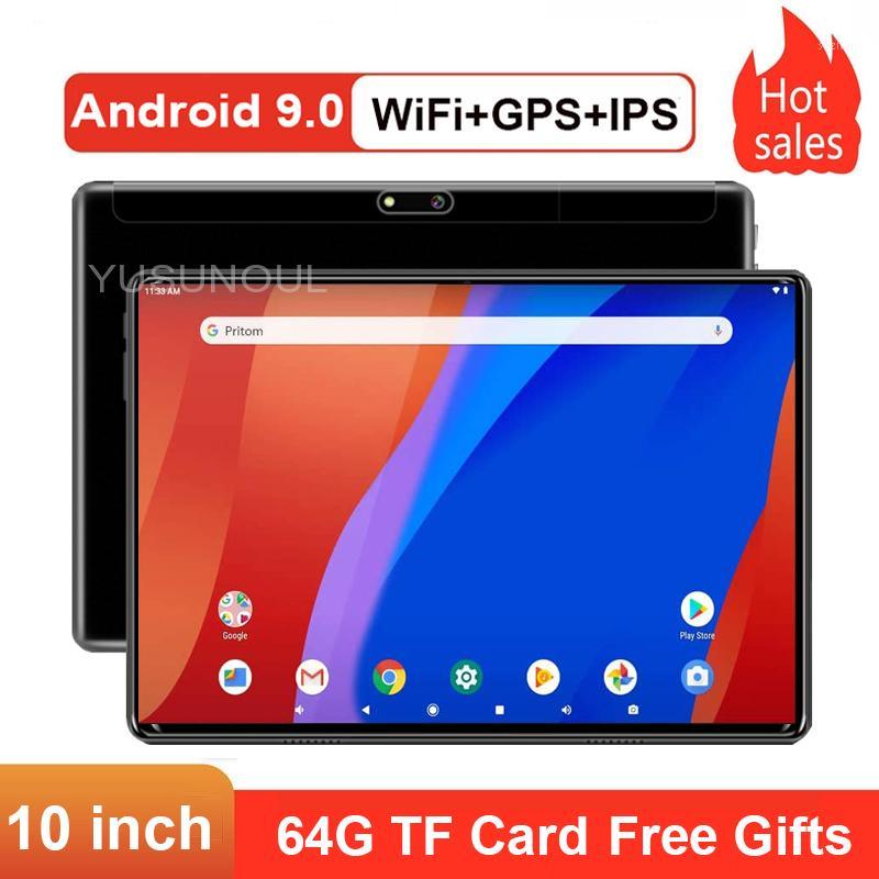 

64G SD Card As Free Gifts New Google 10 inch tablet Android 9.0 32GB IPS 5.0MP WiFi Bluetooth GPS 3G Phone Call Tablet PC 10.1"1, Black