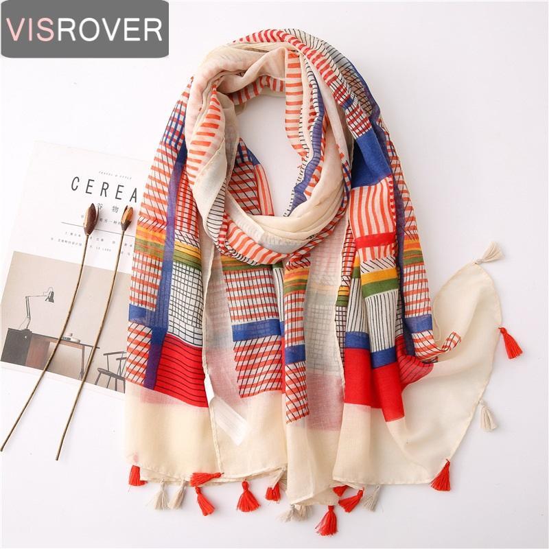 

Visrover 2020 New Hijab Scarves Summer Spring Scarf For Women Shawl Stripe Beach Dress Wrap Bohemian Scarf Lady Dropshipping1
