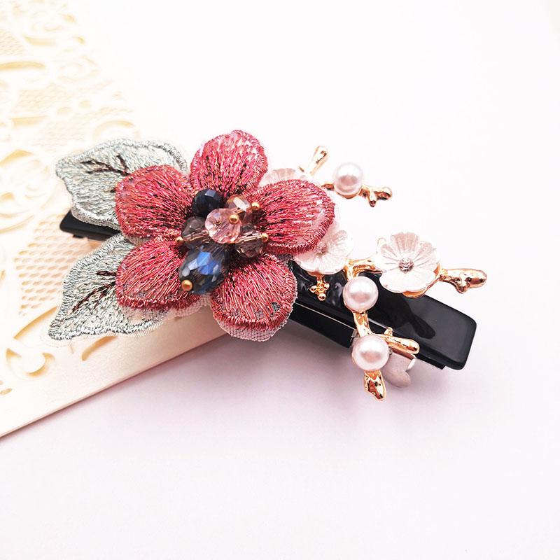 

Hair Clips & Barrettes Korean Flower Crystal Handmade Elegant Women Clip Hairgrips Butterfly Hairpin Girls Accessories