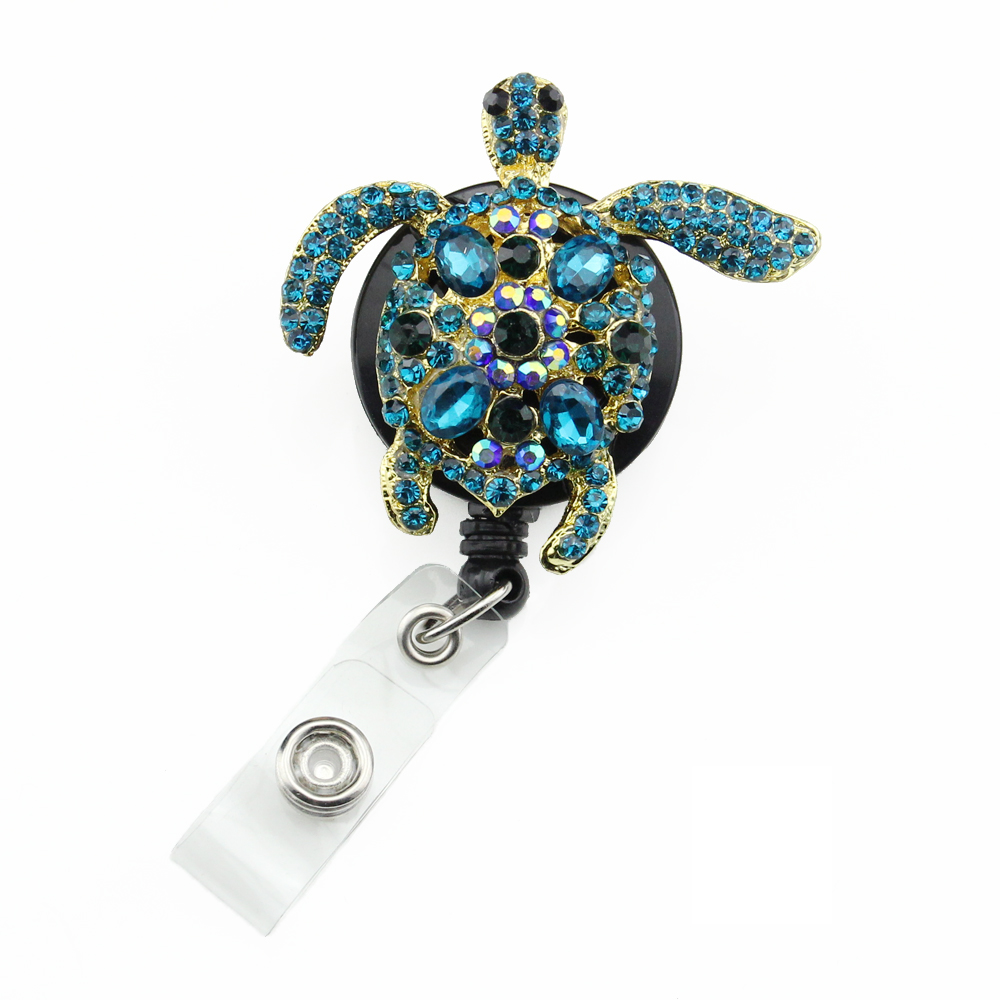 Key Rings Blue Turtle Retractable Badge Reel Student Nurse Exihibiton ID Name Card Badge Holder Office Supplier-image-410299984
