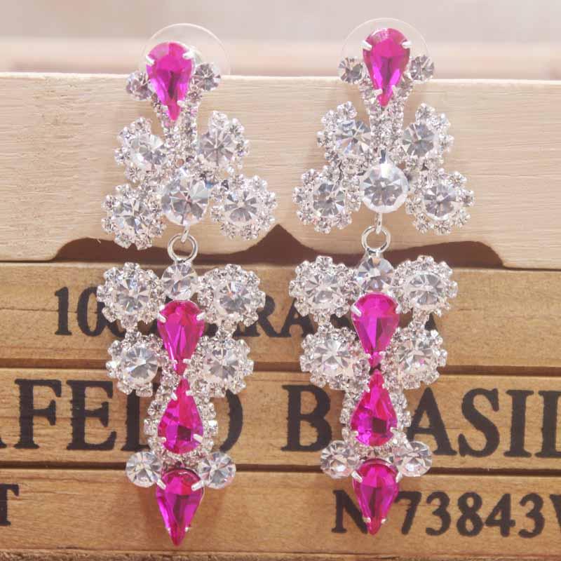 

gold champagne earring shiny cute women earring2020 newest red/pink wedding /party earring Zerong new rhinestone
