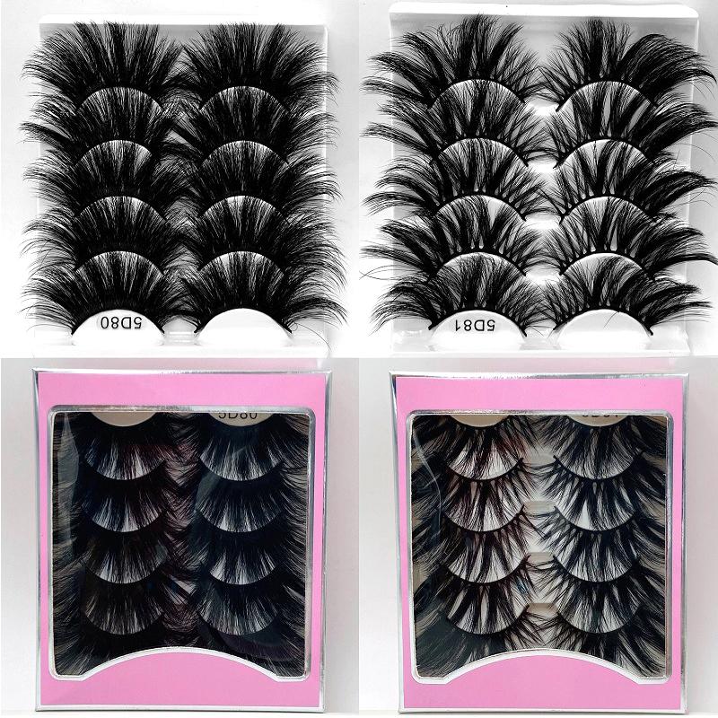 

NEW 5Pair Fluffy Lashes 25mm 3d Mink Lashes Long Thick Natural False Eyelashes Vendors Makeup Mink Eyelashes