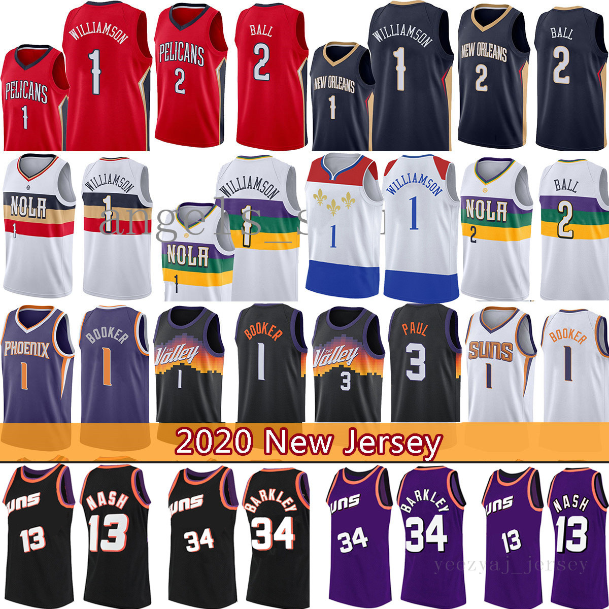 

Zion Devin Chris 1 Williamson Booker Steve 13 3 Paul Nash Jersey 34 Charles Lonzo Barkley Ball New jerseys Lavender, Jersey- taiyang