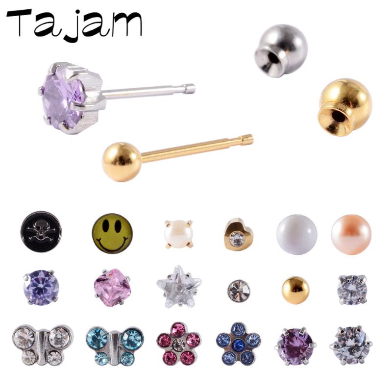 

Stud 1 Pair Baby Beauty Ear Ball Buckle Desensitization Earrings More Safe Steel Studs Sterilized Women Piercing