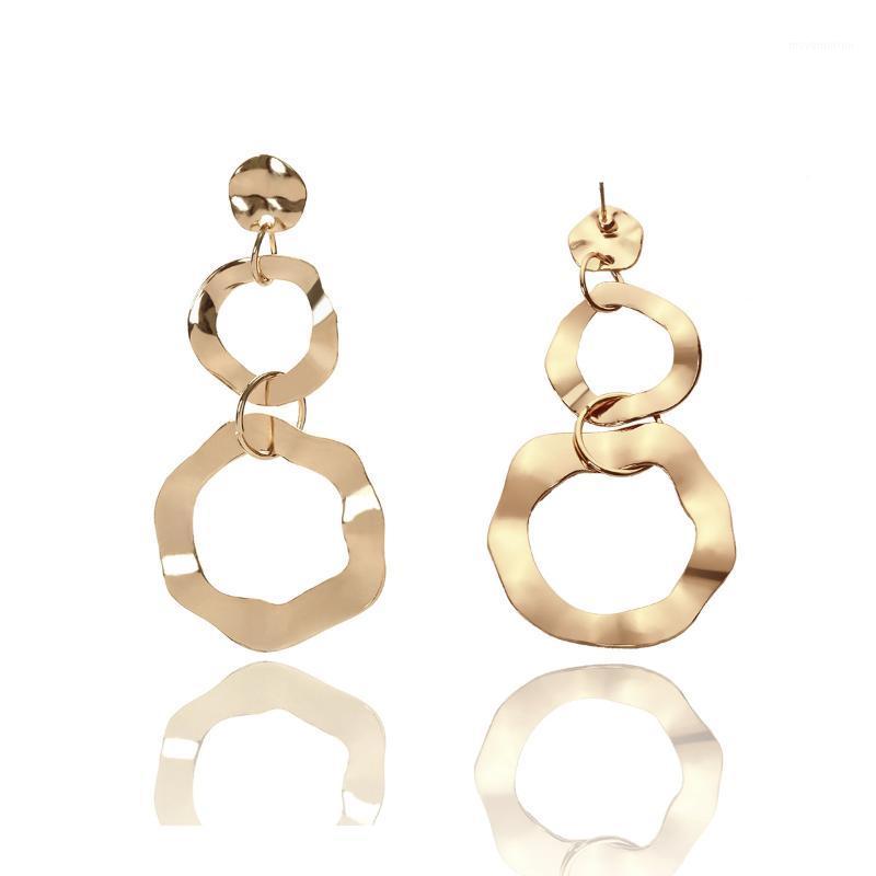 

Simple metal geometric woman earrings business wild creative irregular personality smooth earrings1
