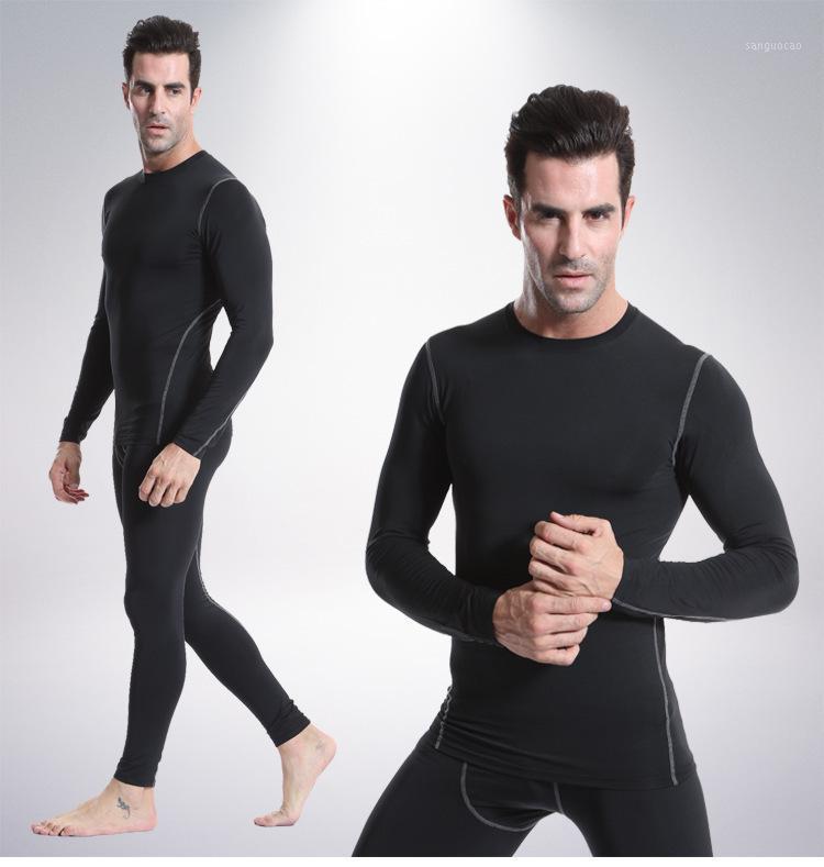 

Sports tight fitting long-sleeved quick drying training fitness clothing men high-elastic compression basketball shirt football T-Shirts1, Black