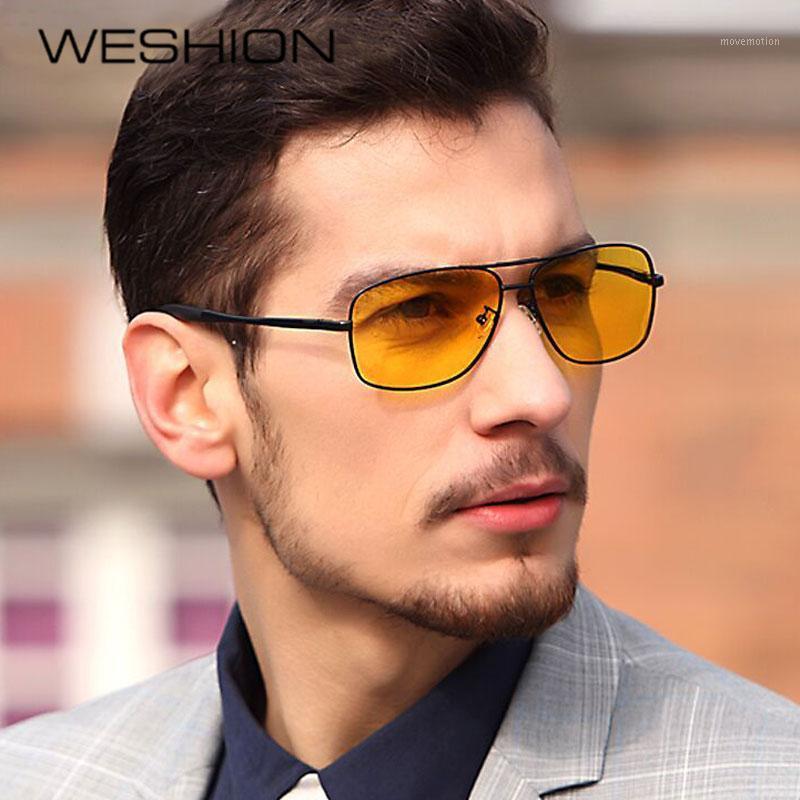 

WESHION Vintage Men Sunglasses Polarized Yellow 2020 Designer Small Shades Retro Sun Glasse UV40 Zonnebril Mannen1