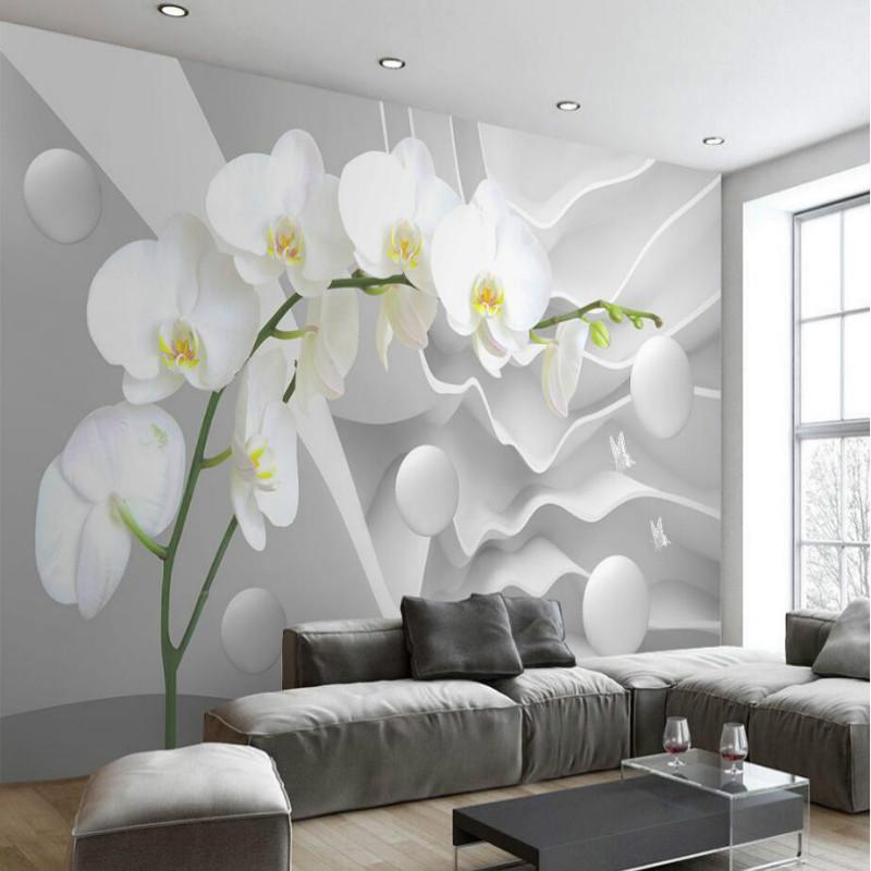

3d layered space phalaenopsis backdrop Mural Wallpapers Backdrop Painting Living Room Bedroom Modern Wallpapers Home Decoration1, Embossment paper
