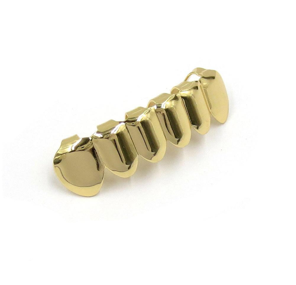 18k Gold Plated Copper Teeth Braces Plain Hip Hop Up 2 Bottom 6 Teeth Grillz Dental Mouth Fang Grills Tooth Cap Co wmtzOj dh_garden-image-645545785