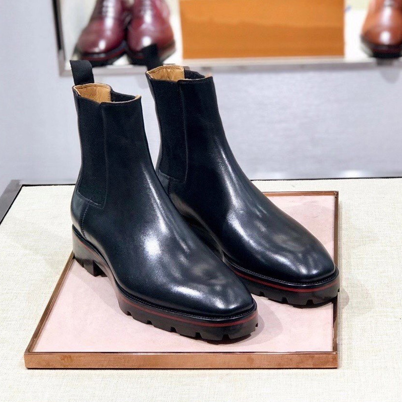 

Luxurys Mens Designer Sneakers Red Bottoms Studded Spikes Ankle Boots Fashion 100% Real Leather Martin Boots Men Shoes with Box EU38-47