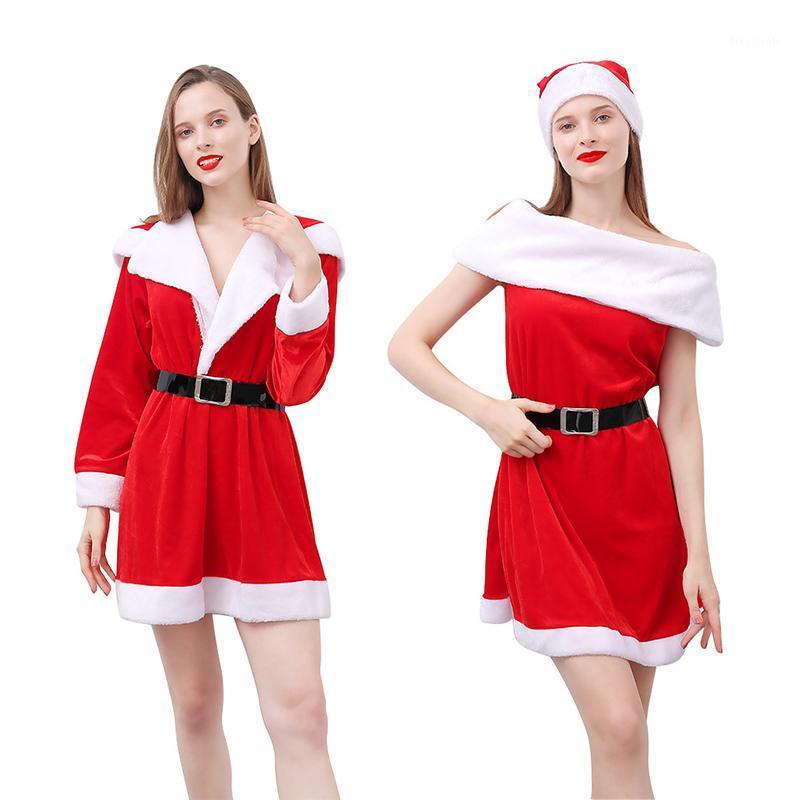 

Adult Christmas Cosplay Outfit Fashion Women's Santa Claus Dress And Hat Suit Christmas Party Cosplay Dress Costume1