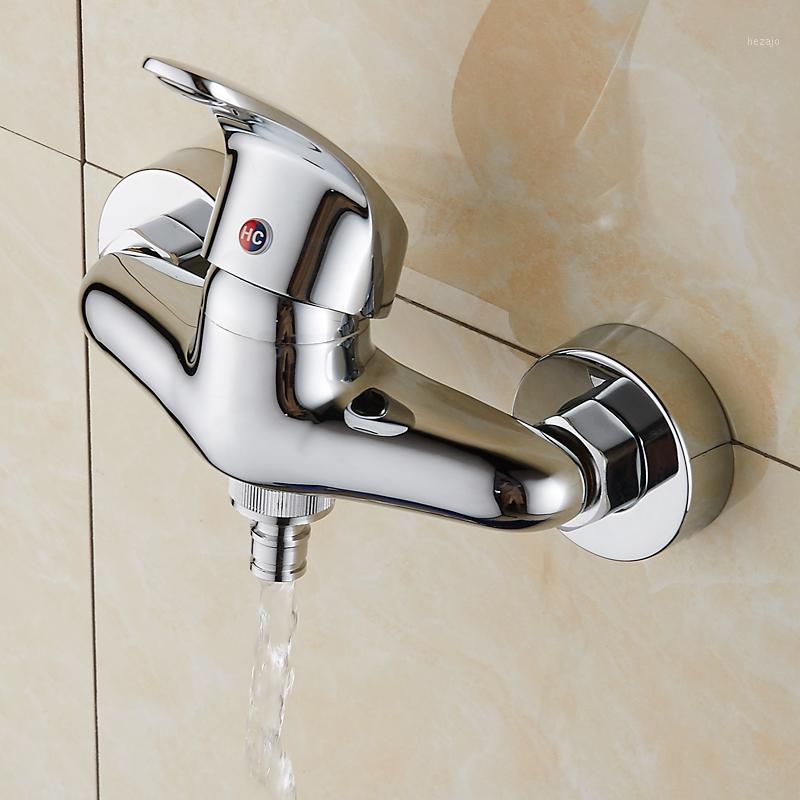 

Houmaid Bathroom Brass Mixing Water Faucet For Washing Machine Hot And Cold Water Single Handle Dual Holes Wall Mounted Faucet1