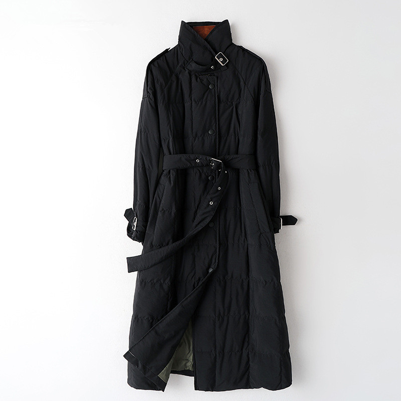 

2021 New Women down winter jacket women's clothing vintage parka long coat manteau femme, Black