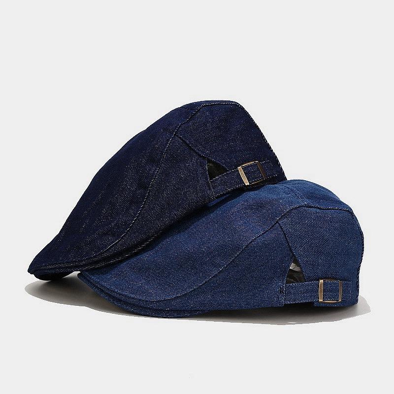 

Wash denim light board fashion sun visor old retro forward hat duck tongue Beret hat1, Medium blue