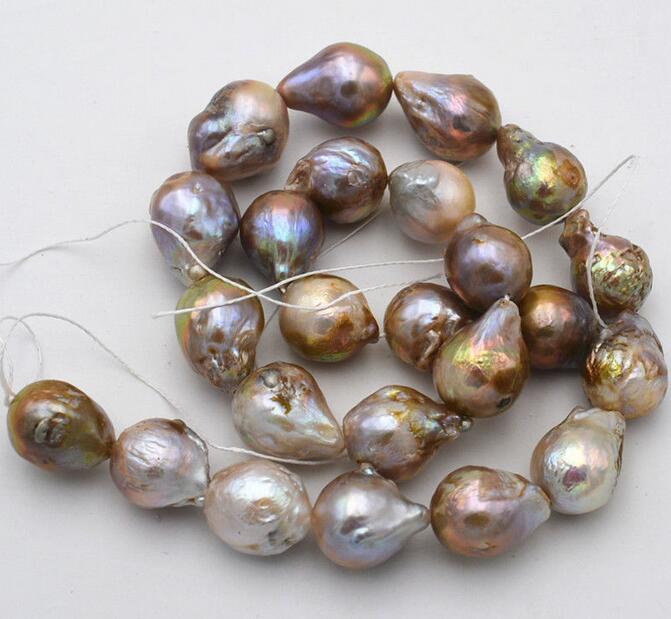 

Natural Huge 13-16 mm Multicolor Baroque Pearl loose beads necklace 18"36