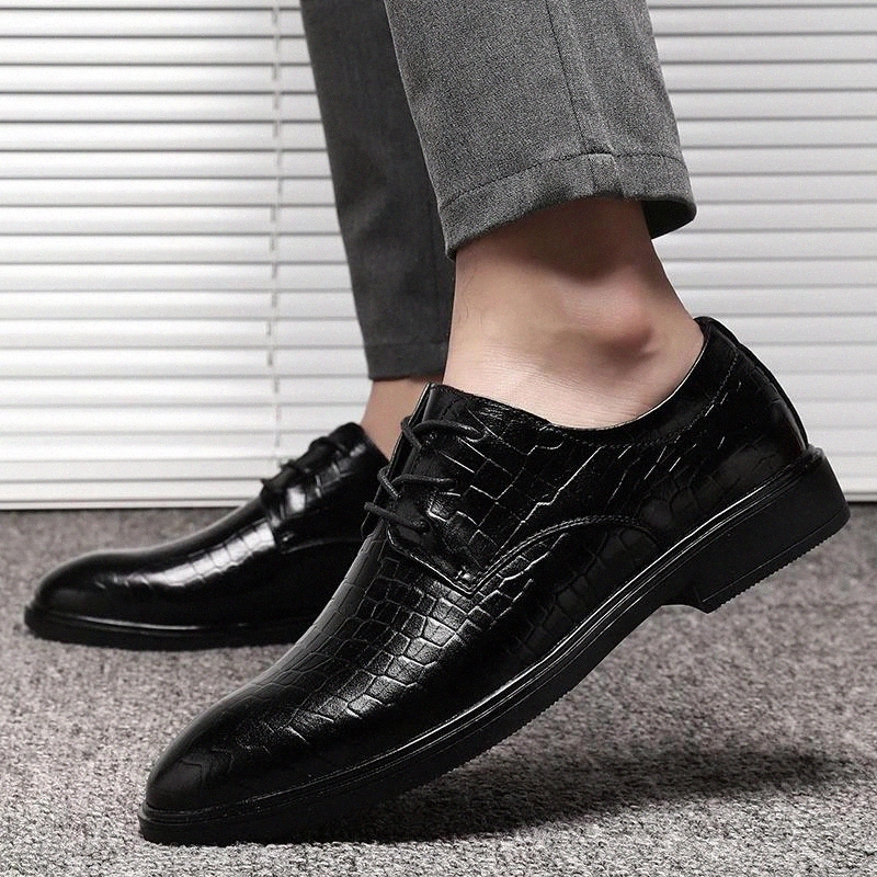 

Men Business Formal Dress Shoes outdoor Oxford Men genuine Leather Shoes Lace-Up Pointed Toe British Style wedding #sd5W, Black