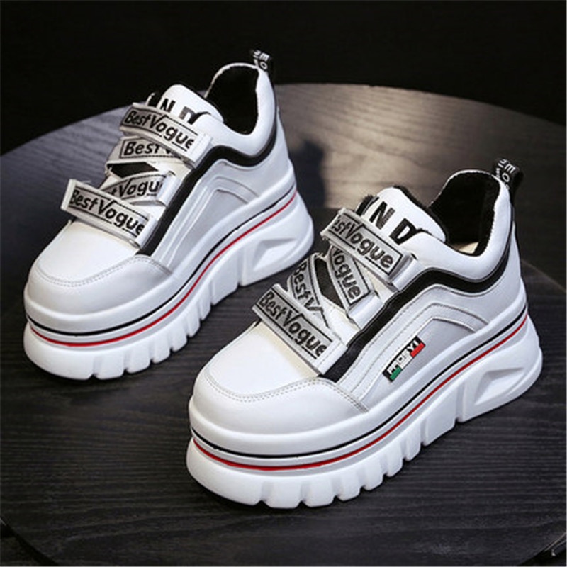 

2021 New Spring Fall Black Women's Fashions 5cm Comfortable Tennis 7cm Casual Shoes Deep Soles High Heels CIKO