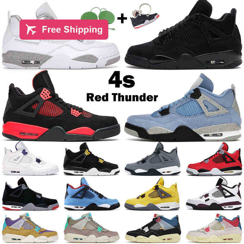 

5.5-13 men women basketball shoes 4s 4 Red Thunder Desert Moss Taupe Haze University Blue White Oreo Black Cat Bred mens trainers sports, #43