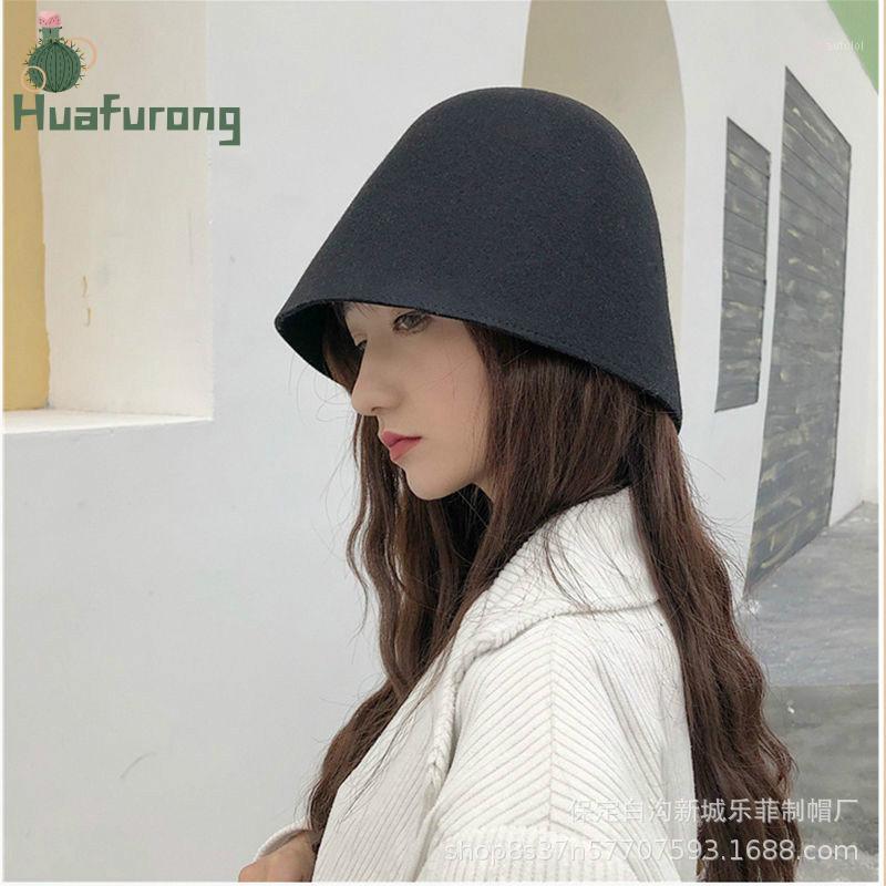 

Huafurong New Wool Knitted Bucket Hat For Women Stretch Top Seamless Solid Fisherman Hat Fashion Basin Simple Wholesale1