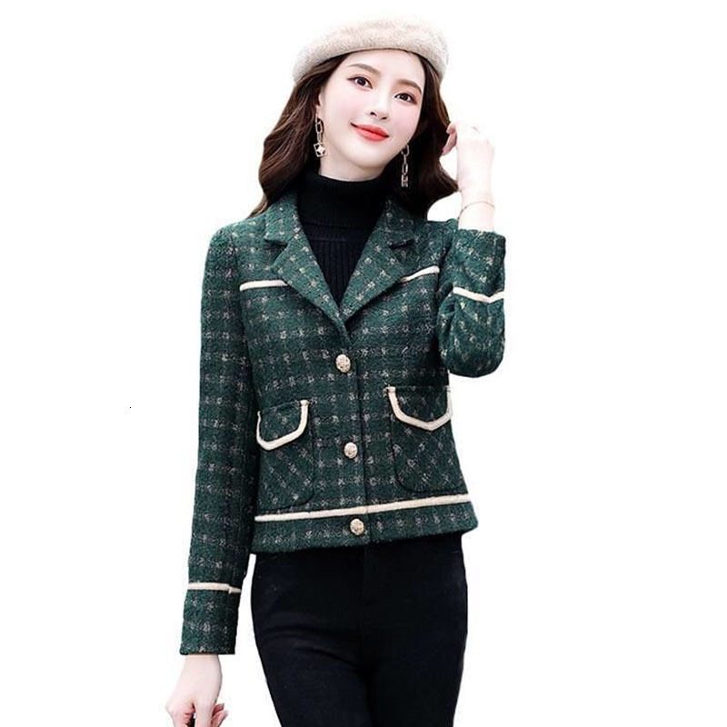 

Women's Vintage Korean Woolen Jacket Spring Long Chess Woman's Wool Outerwear R815 7owh, Creamy-white.