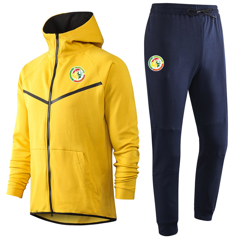 

2020 Senegal national team soccer Hoodie Sweatshirt Tracksuit Sets winter mens casual sports hooded training sportswear suits Running Sets