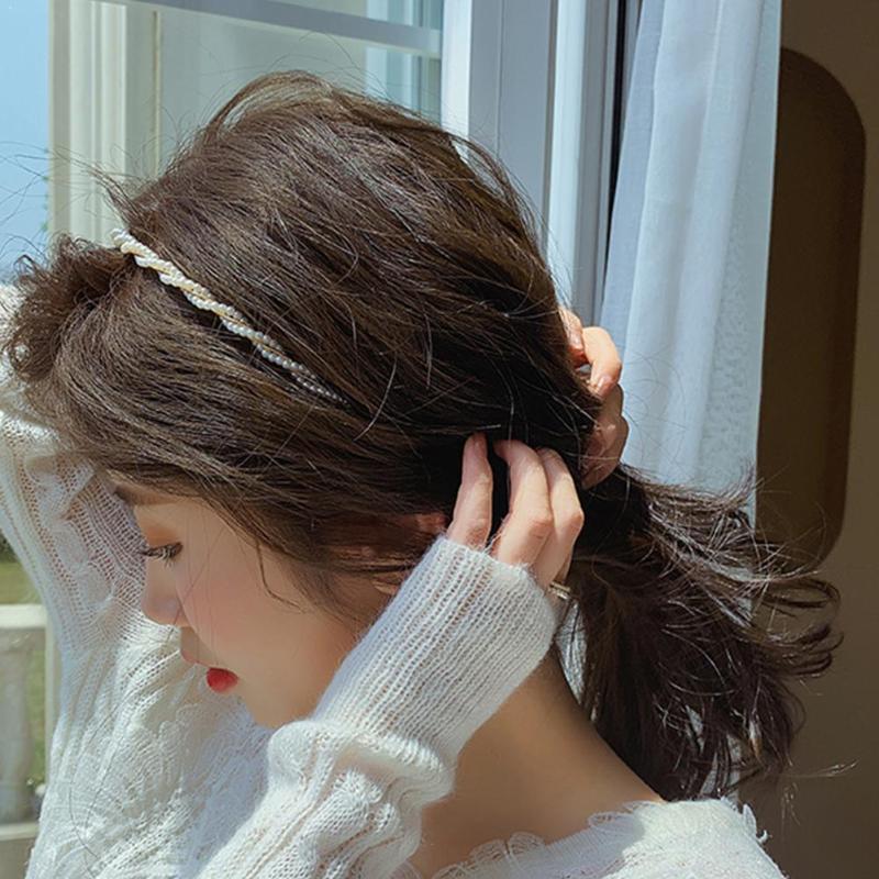

1 Pc Elegant Simulation Pearls Hairhoop Headband Fashionable Headwear Beads Hair For Women Band Hairband Hair Accessories P T9J4