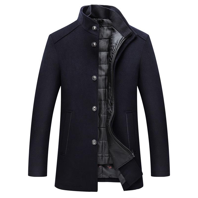 

Winter Men Wool Jacket Slim Fit Thick Warm Coat Topcoat With Adjustable Vest Male Woolen Single Breasted Jackets Mens Brand Clot, Khaki