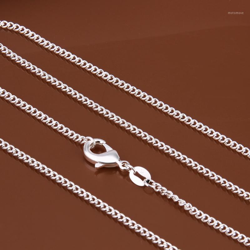 

Women's 2mm side chain 925 stamped silver plated 16"18"20"22"24" Short Long Fit Charms necklaces gift bag1