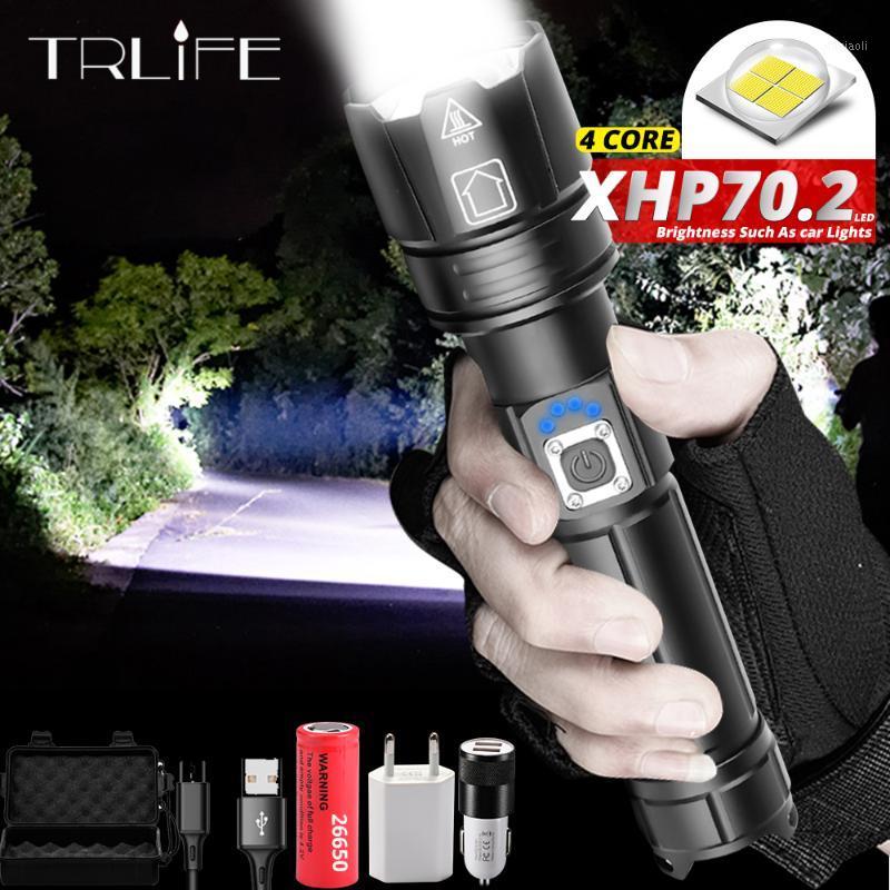 

Newest Ultra Powerful XHP70.2 LED 26650 Flashlights XLamp XHP50 USB Rechargeable Tactical Light use 18650 Zoom Torch1