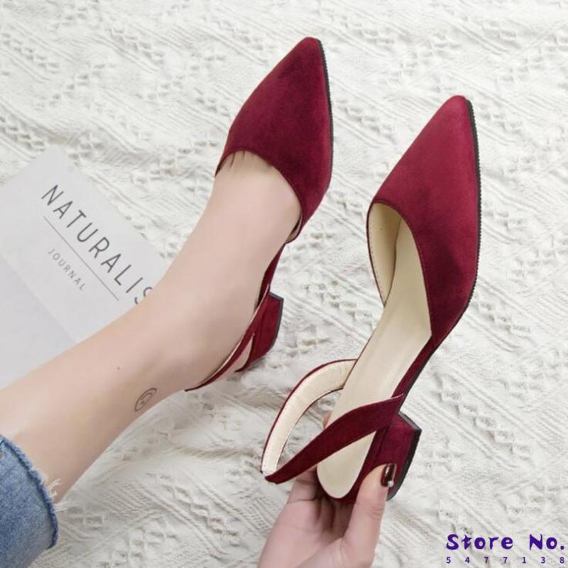 

Dropshipping Women Flats Slingback Sandals Pointy Toe Quality Suede Ladies Flat Shoes Shallow Mules Fashion Female Nude Work1, Red
