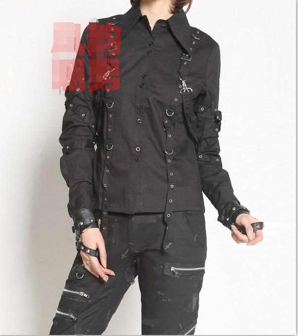 

2021 New -6xl. Korean Punk Version of Casual Gothic Male Shirt Trend Long Sleeve Print. 28KB, Black