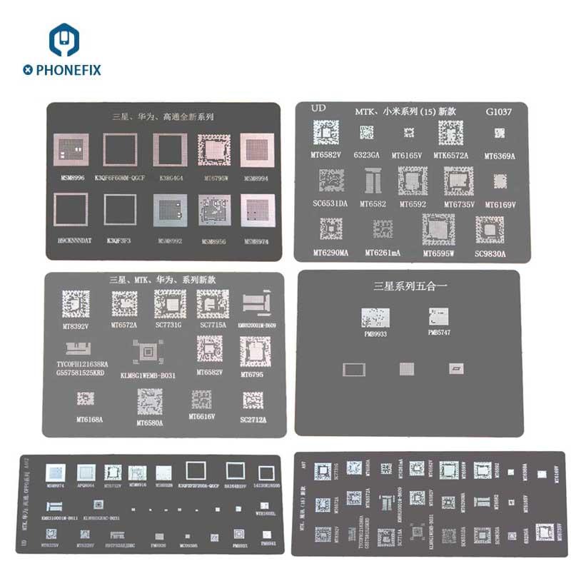 

PHONEFIX BGA Reballing Stencil Solder Template for Samsung Galaxy Huawei MTK SPRO Oppo Series PCB BGA chip repair
