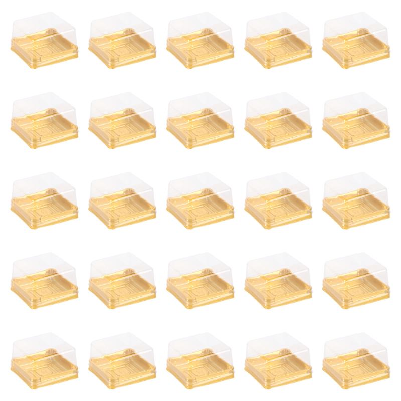 

50pcs Square Moon Cake Boxes Egg-Yolk Puff Container Golden Packing Box (Small