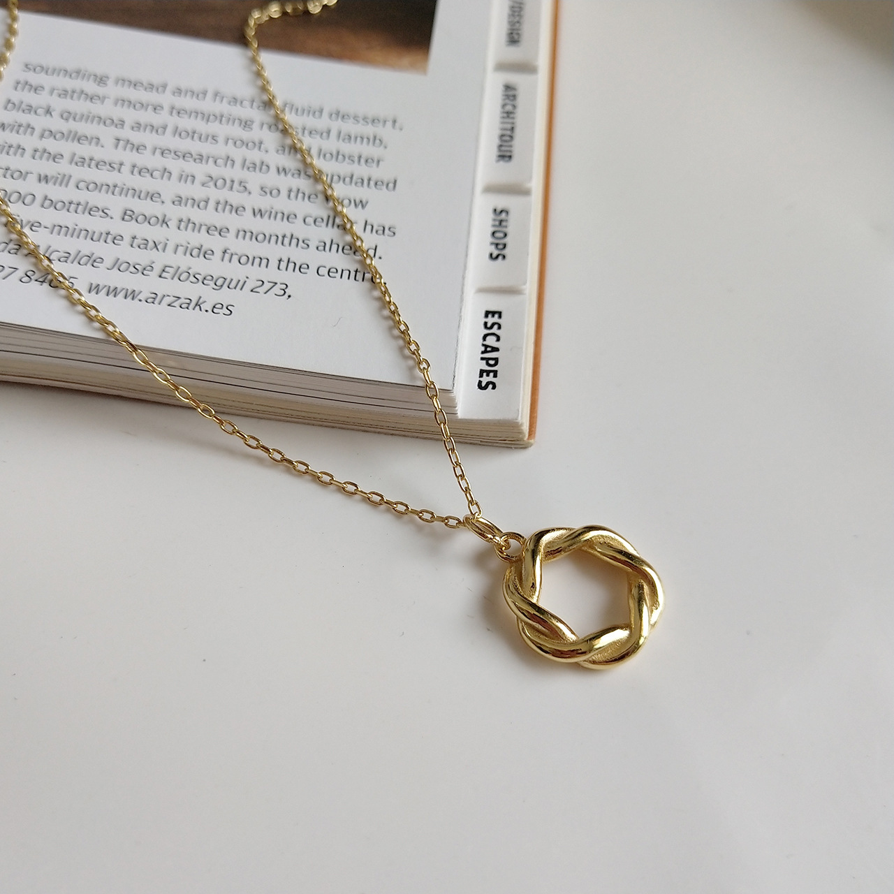 

New Minimalism 925 sterling silver pendant necklaces handmade twistedwire ring pendant designer necklaces gold color with link chain