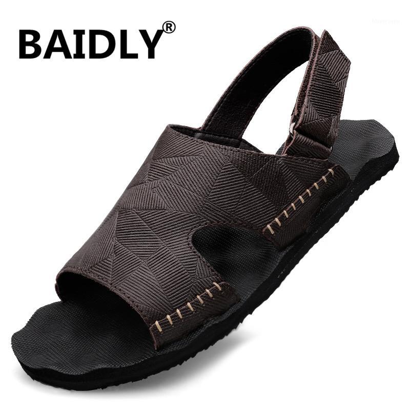 

Men Summer Sandals Outdoor Casual Shoes Genuine Leather Beach Sandals Non Slip Roman Summer Sneakers Big Size 471, Black