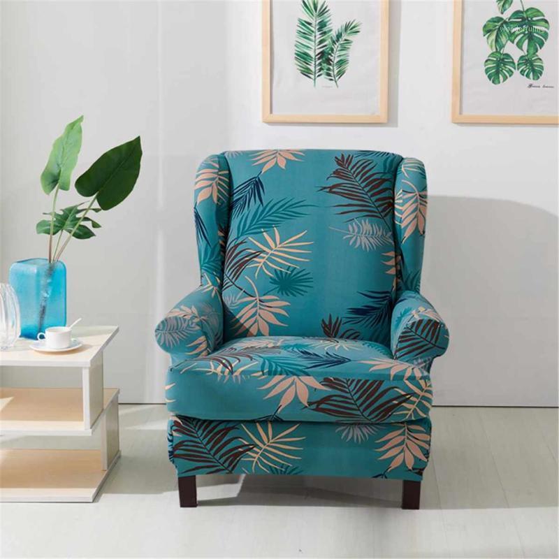 

Flower Printed Elastic Armchair Wingback Chair Cover Spandex Stretch King Back Chair Cover Stretch Protector SlipCover Protector1