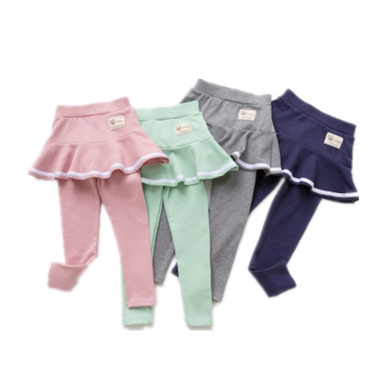 

Girls Pants Kids Leggings 3- Children Clothing spring Autumn Cotton Leggings Baby Girl Skirt-pants High Quality 7096 09 LJ201019, As photo