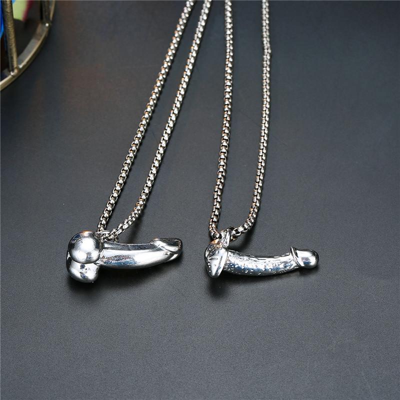 

1PC Appeal Funny Male Organ Pendant Necklace For Women Punk Strange Metal Color Men Necklaces Party Jewelry Gifts N73