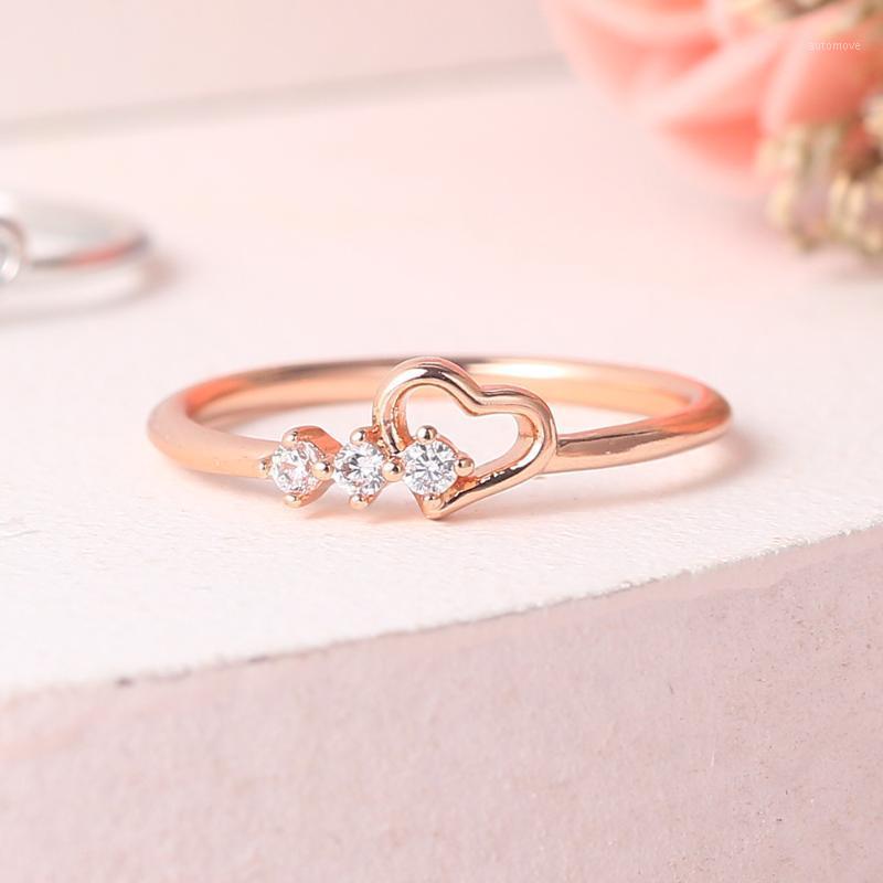 

Rings For Women Jewellry Simple Cute Love Heart CZ Rose Gold Color Wedding Bride Gift Fashion Jewelry Wholesale R2101