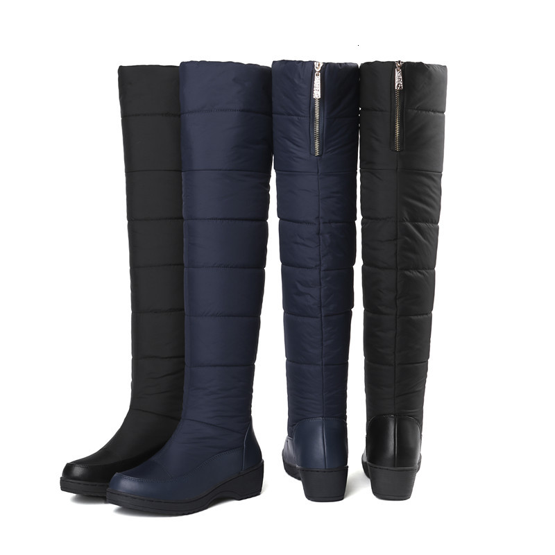 

2021 New Fashion Keep Warm Snowboots Down Knee on Thigh High Skin Winter Boots PUWB, Black