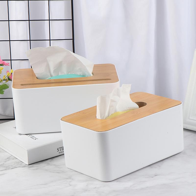 

Plastic Tissue Box Wooden Cover Paper Home Car Napkins Holder Case Decoration