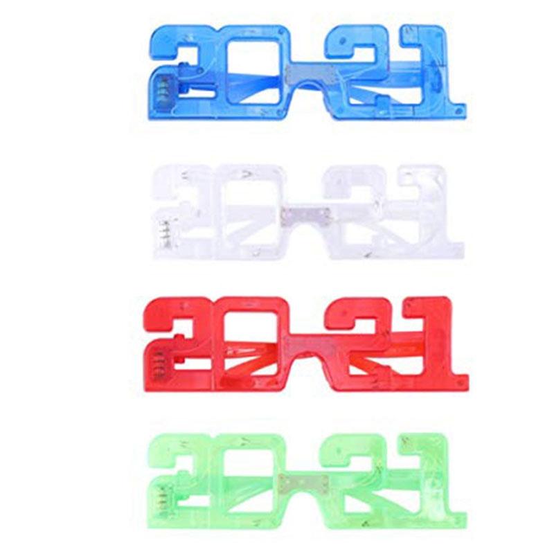 

4Pcs Flashing 2021 LED Gles Light Up Party Gles Glow Shades Rave Neon Flashing Eye Gles(Ran Color