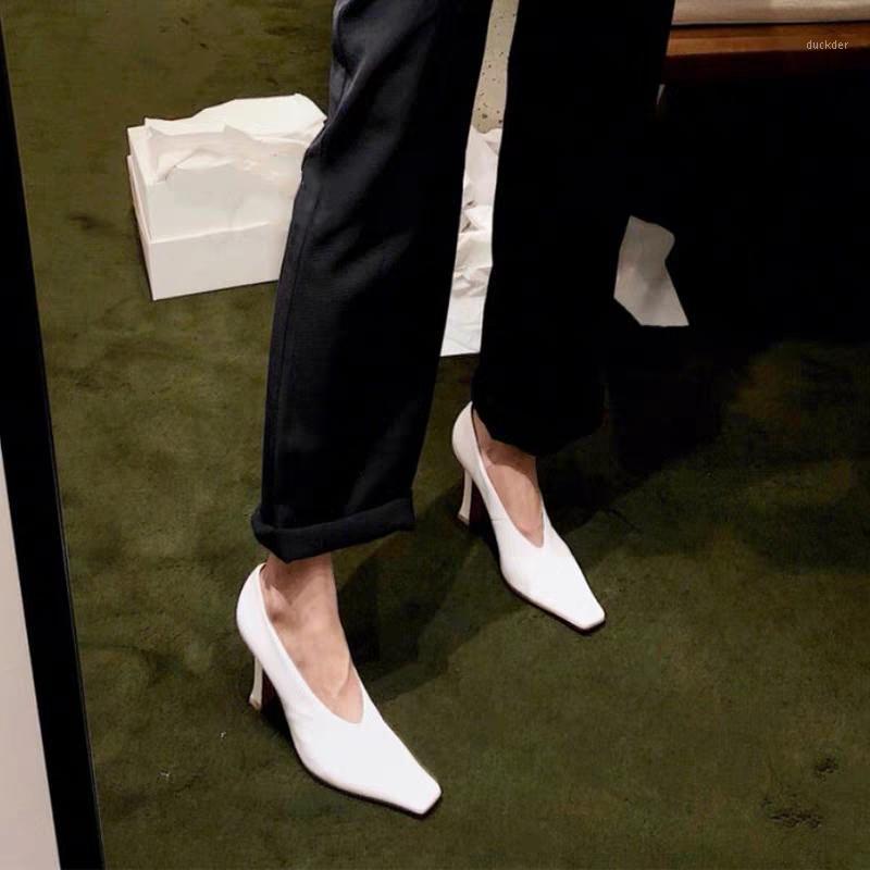 

Patent Leather Dress High Heels Boat Wedding Zapatos Mujer White Black Stiletto Shoes Woman Classic Women Shoes Square Toe Pumps1, Black t31