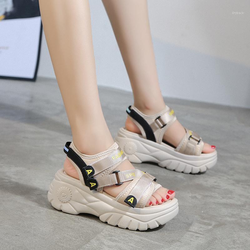 

2021 new summer sports sandals women's heightened fashion wild thick bottomed muffin women's shoes tide Z7961, Black